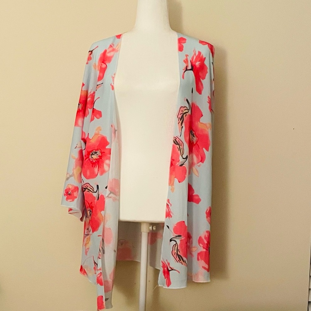 Pink Floral Cardigan Blouse/Beach Cover Up
